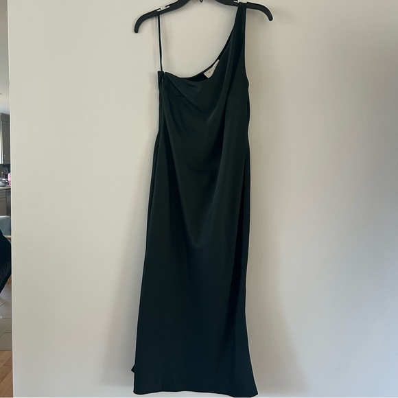 NWT Anthropologie BHLDN Audrie Satin One Shoulder Midi Dress Size 10 - Picture 4 of 7